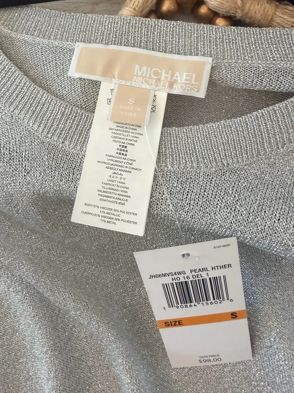 Michael Kors Sleeveless Sheer Metallic Silver Designer Cocktail Dressy Blouse